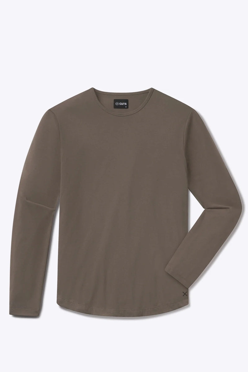 Wholesale,CUTS, CUTS Dark Olive Curve-Hem Buttery Soft Tee, Green, Small-39-TagSMedium-41-TagMLarge-43-TagLExtra Large-45-TagXLExtra Extra Large-47-TagXXL