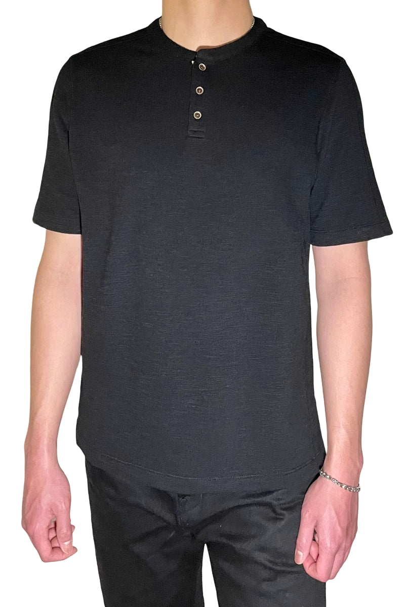 Wholesale,Nicoby Age of Wisdom, Nicoby Age of Wisdom Black Textured Henley with Contrast Trim, Black, Small-40-TagSMedium-42-TagMLarge-44-TagLExtra Large-48-TagXLExtra Extra Large-50-TagXXL