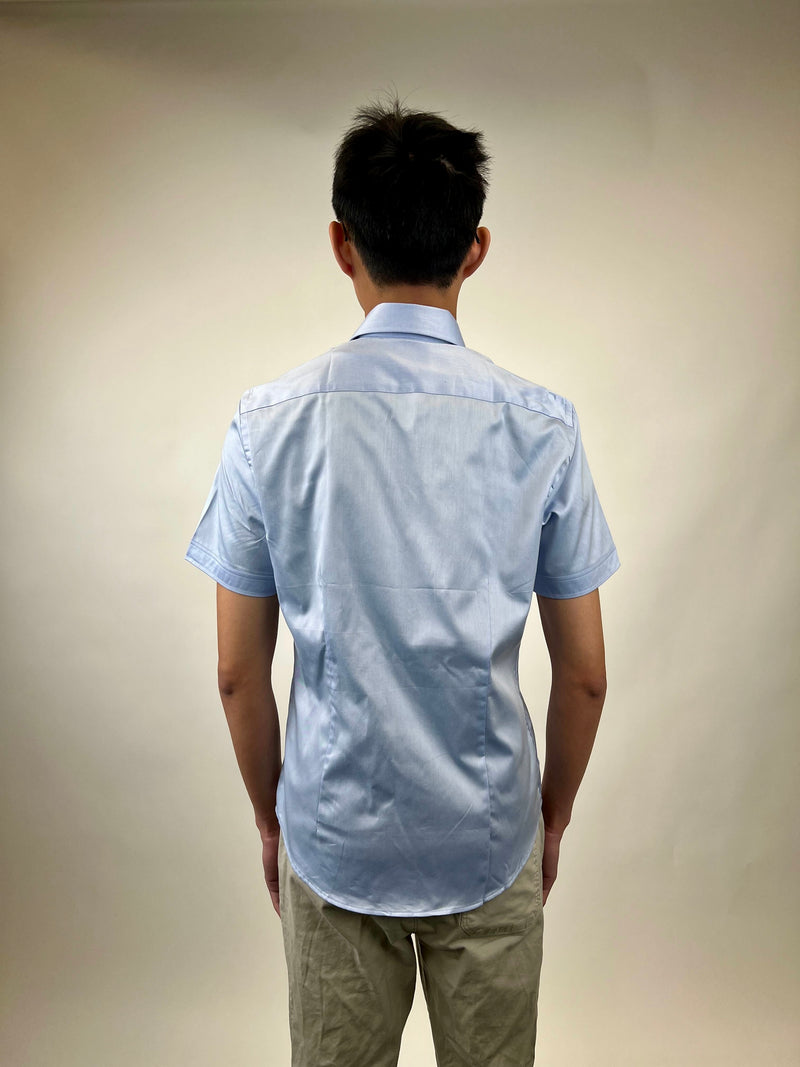 R2 Amsterdam Light Blue Short Sleeve 100% Organic Cotton Shirt with Cup Print Contrast