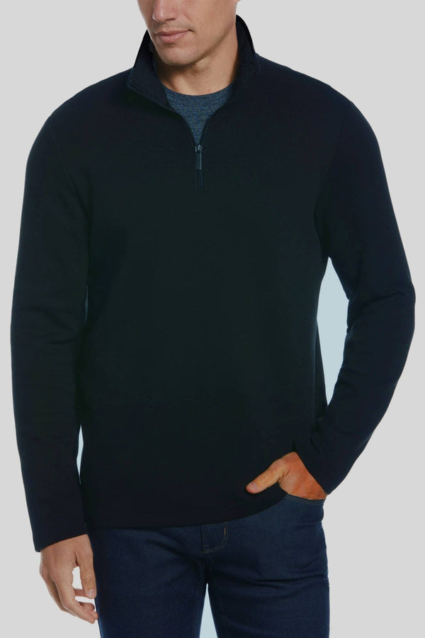 Perry Ellis Dark Shappire Qtr Zip Mockneck Pullover