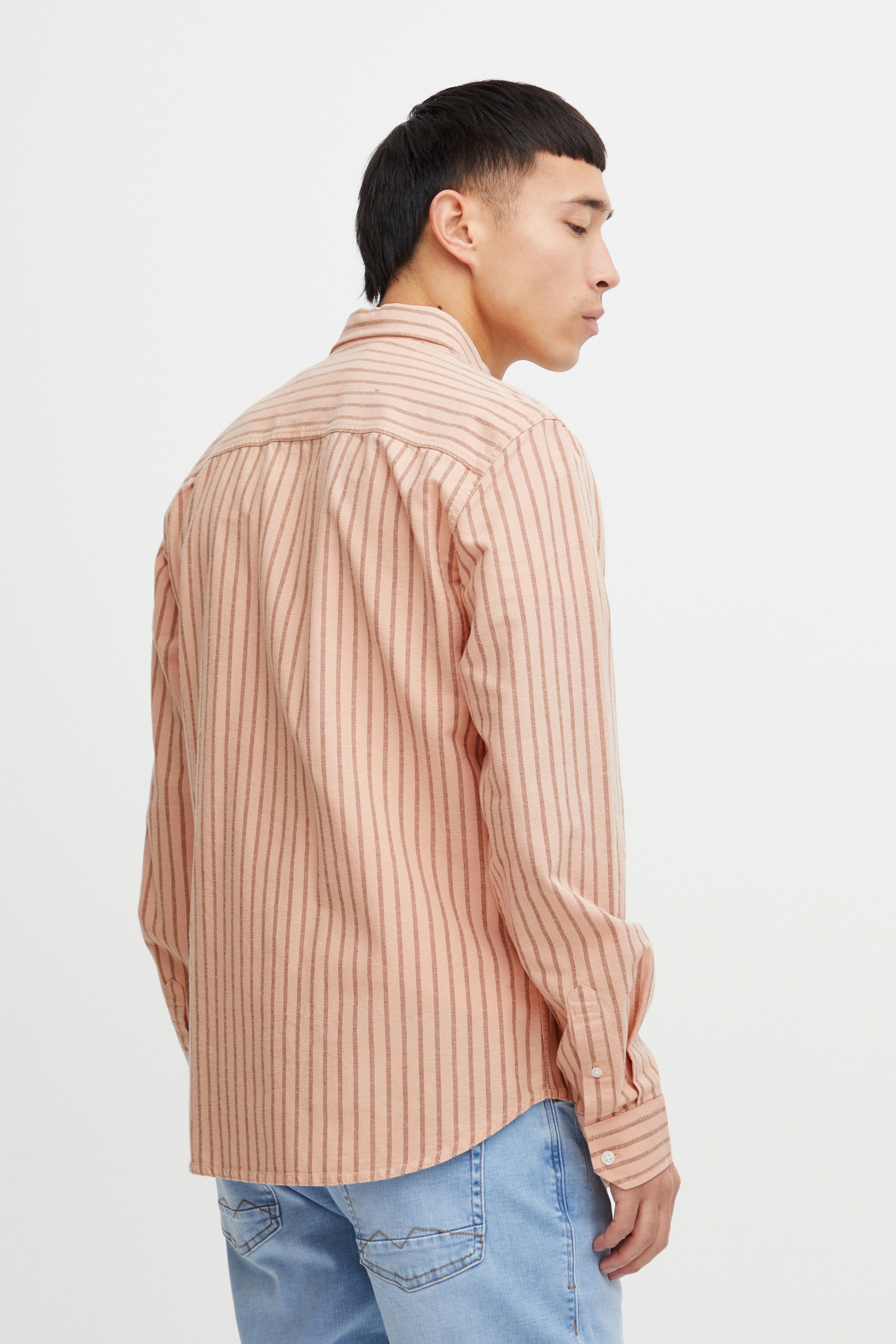 Wholesale,Blend, Blend Apricot Stripe Long Sleeve Shirt, Orange, Large-44-TagLExtra Large-46-TagXLMedium-42-TagMExtra Extra Large-49-TagXXLSmall-39-TagS
