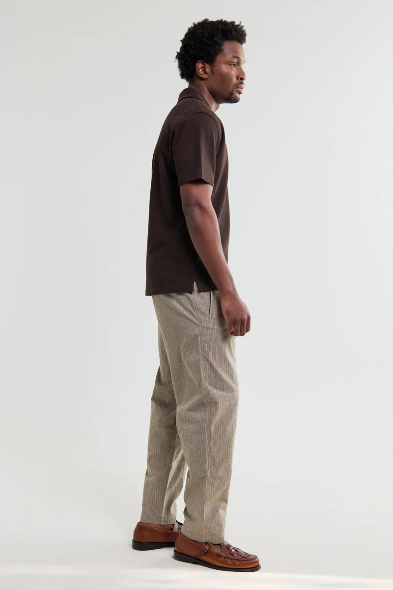 Wholesale,Wax London, Wax London Dark Brown Textured Organic Cotton Polo, Brown, Medium-43-TagMLarge-45-TagLExtra Large-47-TagXL