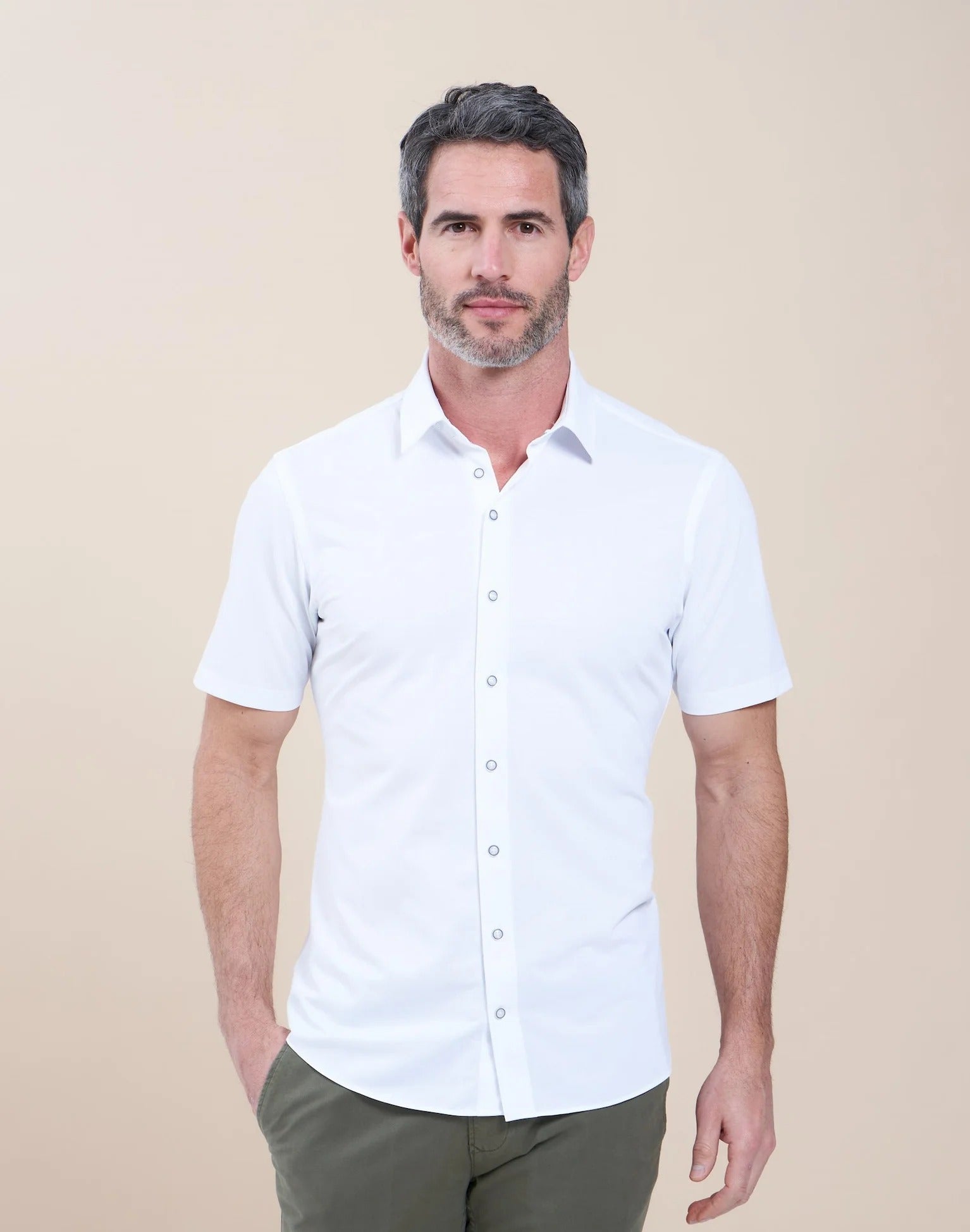 Brand Partner,R2 Amsterdam, R2 Amsterdam White Knitted Pique Short Sleeve Shirt, White, Medium-42-Tag40