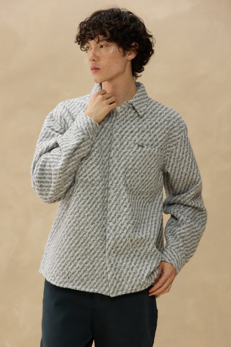 Wholesale,Kuwalla, Kuwalla Grey Jacquard Pattern Rugged Shacket, Grey, Extra Extra Large-50-TagXXL