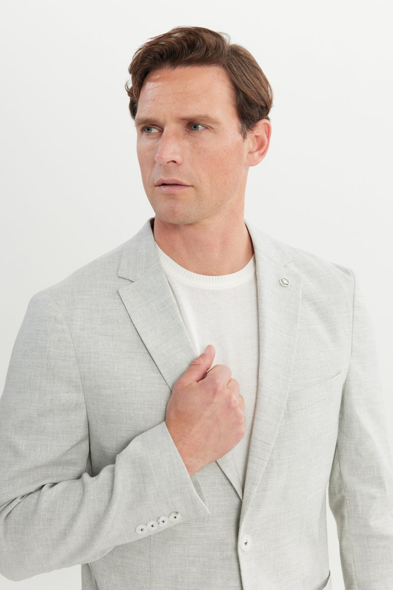 Wholesale,Altınyıldız Classics, Altinyildiz Classics Grey Slim Fit Linen Blend Blazer, Grey, Large-44-Tag54