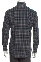 Bergdorf Goodman Grey Plaid Long Sleeve Shirt