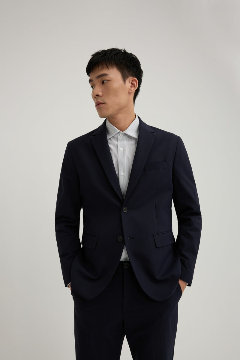 Direct From Brand,FYNE, FYNE Navy Water Repellent Four-side Stretch Blazer, Blue, Medium-40-TagMLarge-42-TagLLarge-44-TagXL