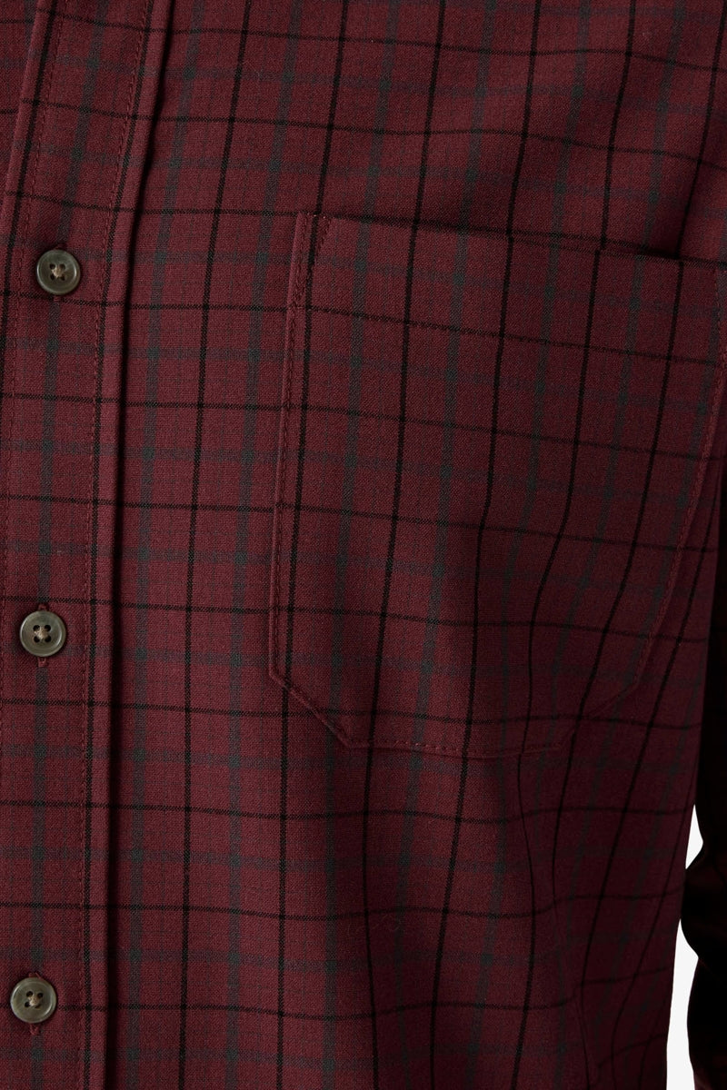 Wholesale,Mizzen + Main, Mizzen + Main Maroon/Grey Plaid Trim Flannel Shirt, Red, Small-42-TagSExtra Extra Large-52-TagXXL