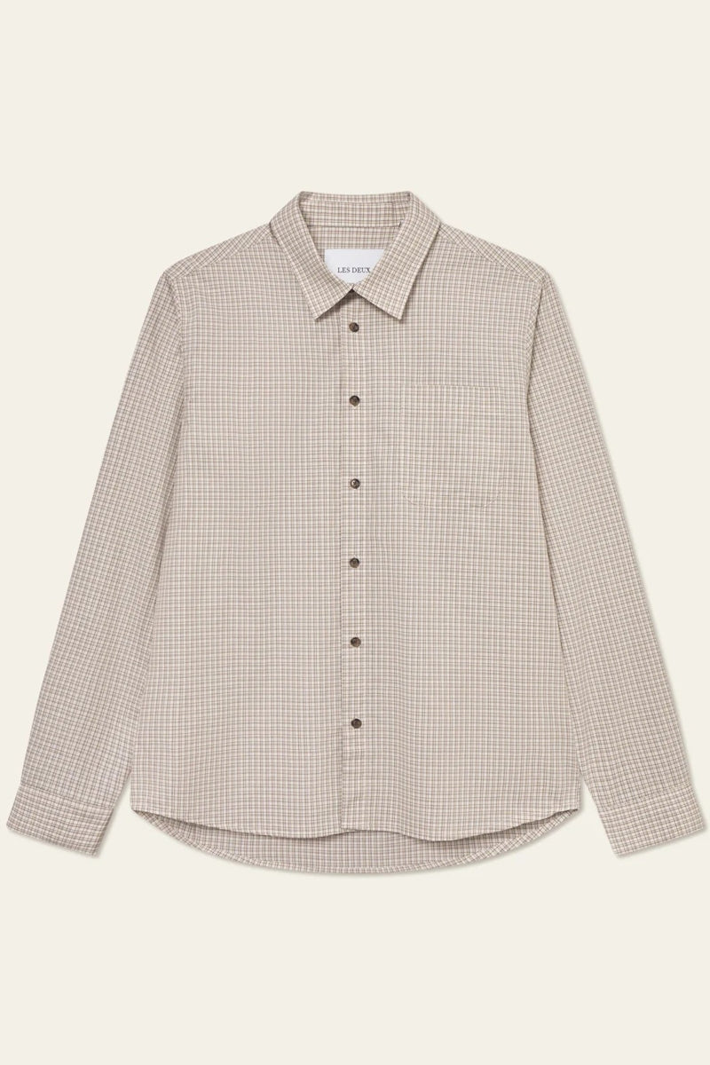 Wholesale,Les Deux, Les Deux Ivory Poplin Check Shirt, Cream, Small-42-TagS
