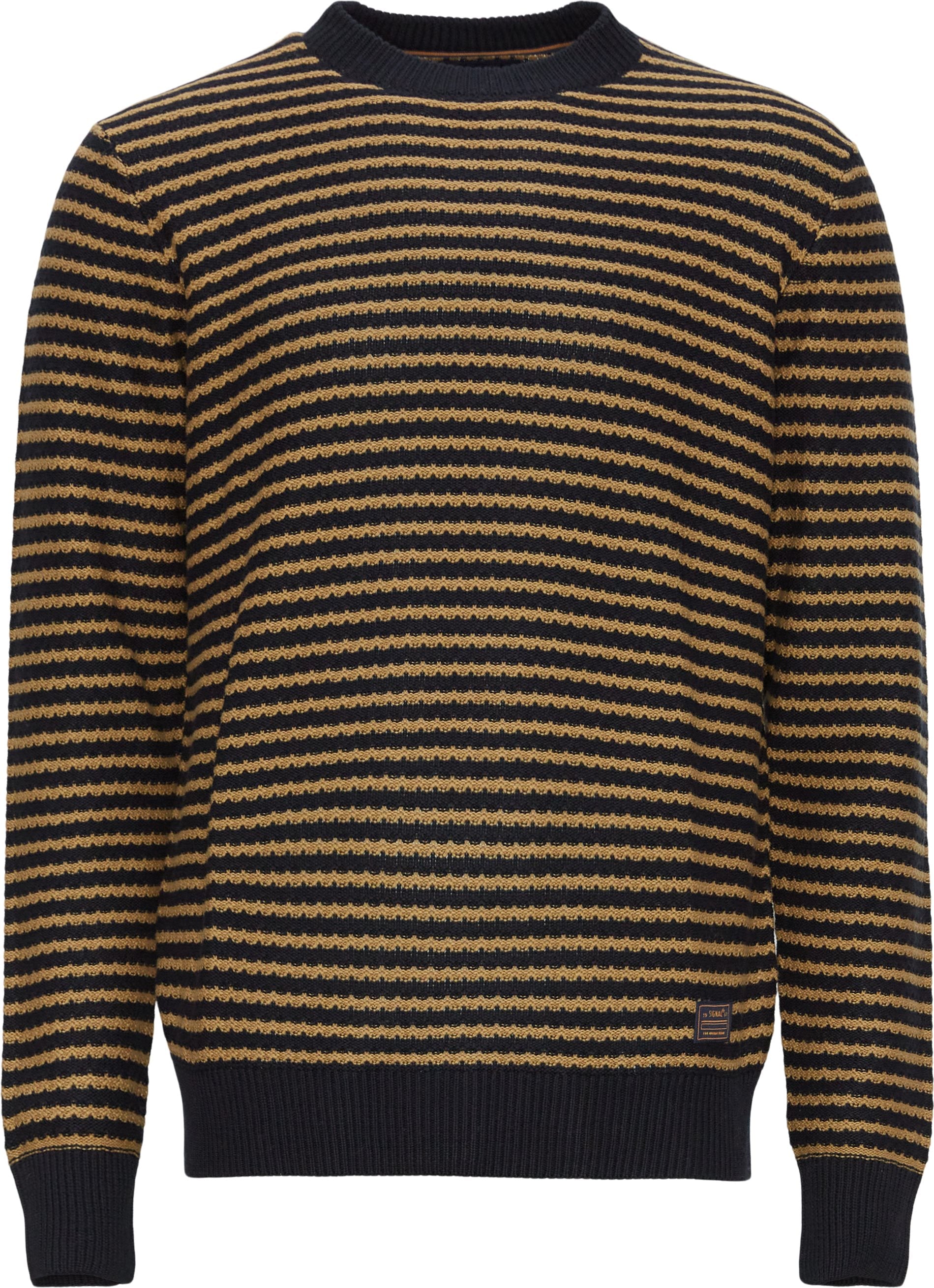 Faire,Signal Clothing, Signal Clothing Navy/Tan Stripe Cotton Sweater, Tan, Medium-42-TagMLarge-44-TagLExtra Large-48-TagXLExtra Large-50-TagXXL