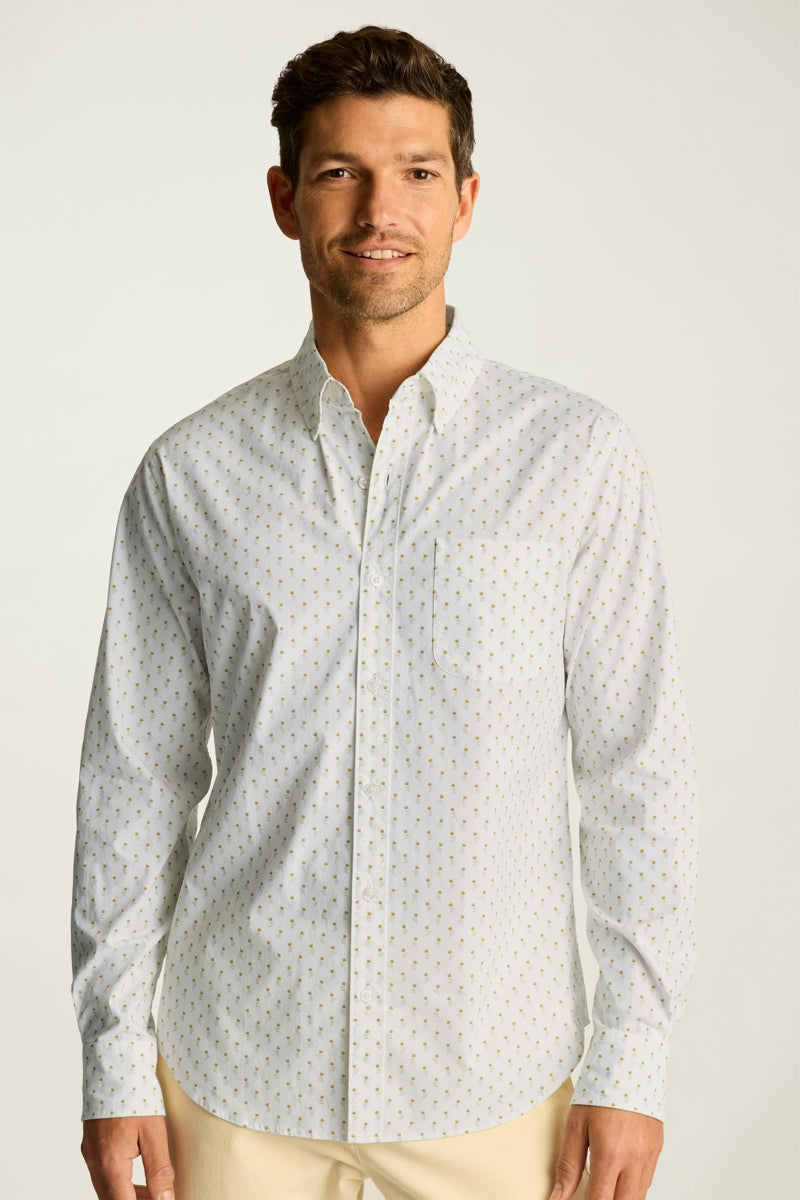 Wholesale,Bonobos, Bonobos White/Yellow Floral Print Stretch Shirt, White, Small-40-TagSMedium-43-TagMLarge-46-TagLExtra Large-49-TagXL
