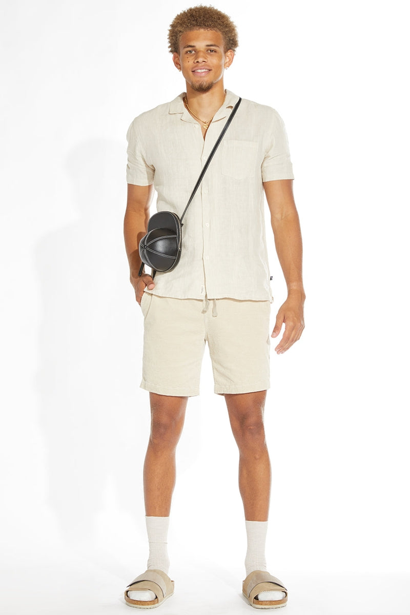 Wholesale,Civil Clothing, Civil Society Beige Linen Blend Shirt with Contrast Slub Stripes, Tan, Medium-43-TagMLarge-46-TagLExtra Extra Large-48-TagXL