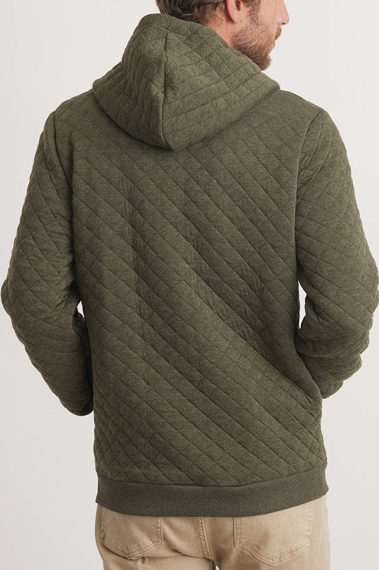 Marine Layer Olive Heather Full Zip Corbet Quilted Hoodie