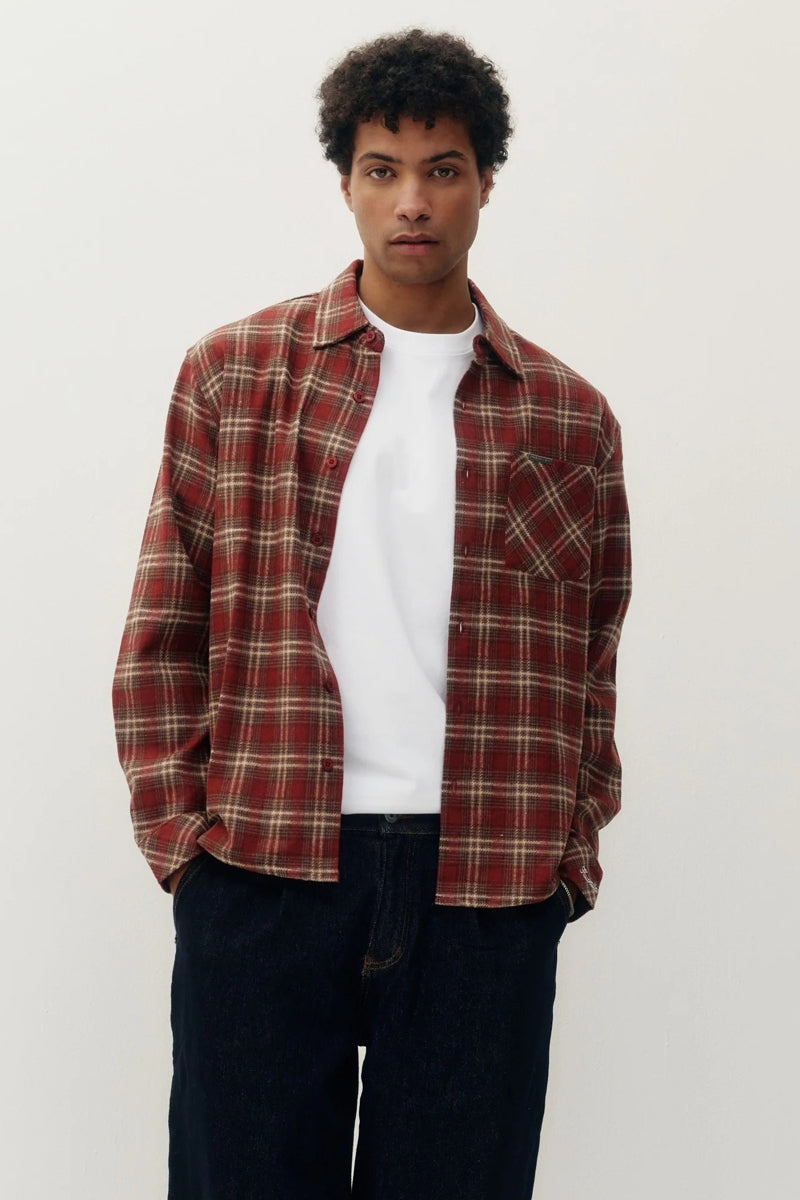 Wholesale,Kuwalla Tee, Kuwalla Tee Burnt Orange Plannel Wool Blend Overshirt, Orange, Small-42-TagSMedium-44-TagMLarge-46-TagLExtra Large-49-TagXLExtra Extra Large-51-TagXXL