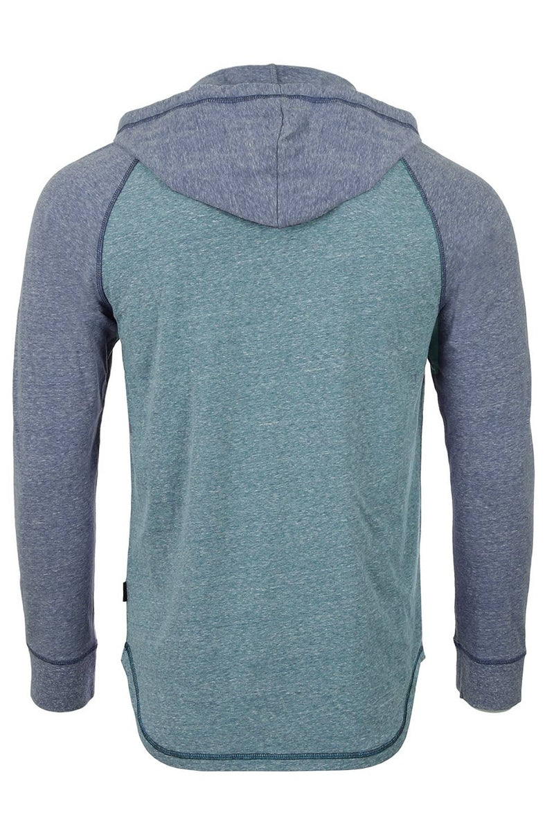 Faire,Zimego, Zimego Pastel Green/Grey Heathered Raglan Henley Hoodie, Green, Medium-41-TagMLarge-44-TagLExtra Extra Large-51-TagXXLExtra Large-48-TagXL