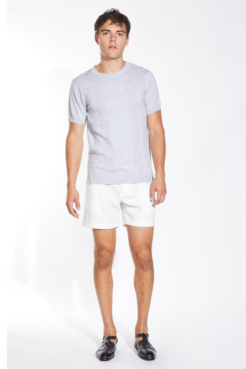 Wholesale,Civil Society, Civil Society Heather Light Grey Cable Sweater Knit T-shirt, Grey, Small-38-TagSLarge-42-TagLExtra Large-45-TagXLExtra Extra Large-48-TagXXLMedium-40-TagM