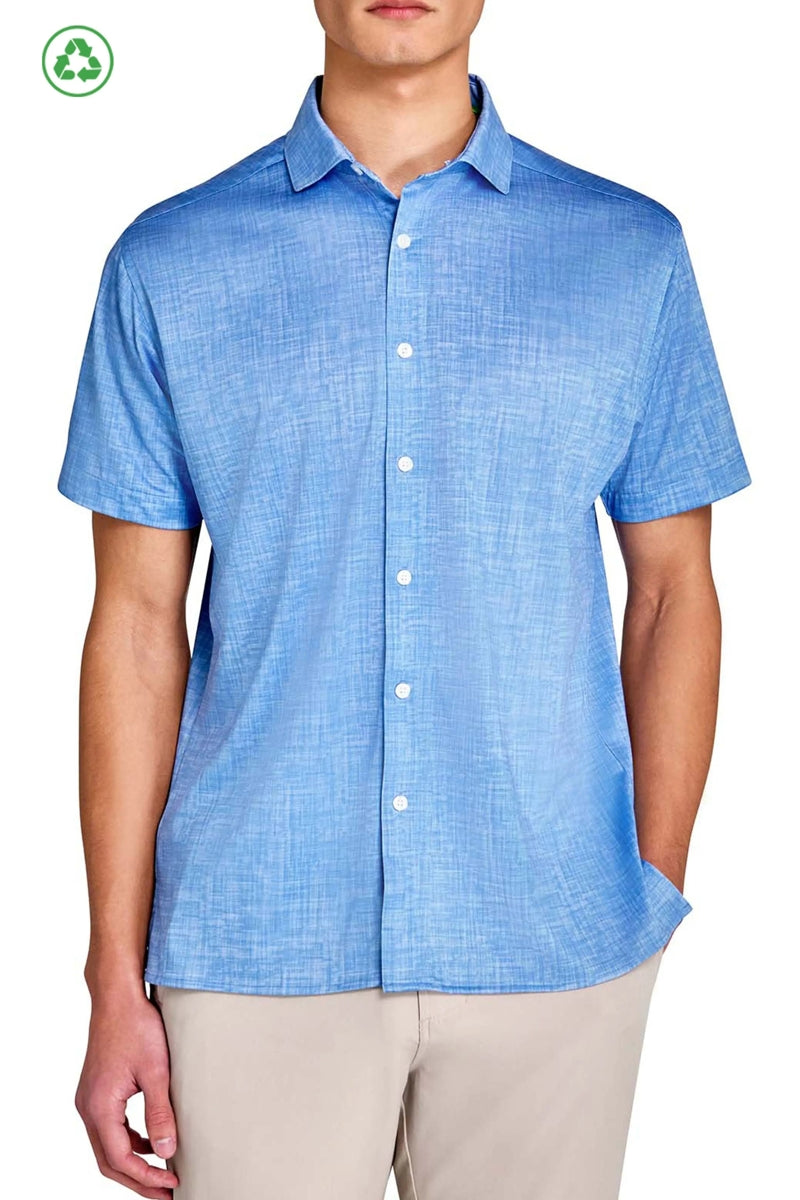 Faire,CON.STRUCT, CON.STRUCT Blue Chambray Performance Recycled Shirt, Blue, Small-42-TagS