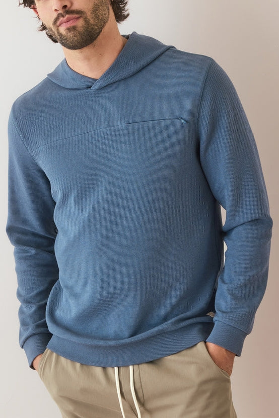 Wholesale,Marine Layer, Marine Layer Blue Waffle Hoodie with Hidden Chest Pocket, Blue, Small-40-TagSMedium-42-TagMLarge-44-TagLExtra Large-48-TagXL