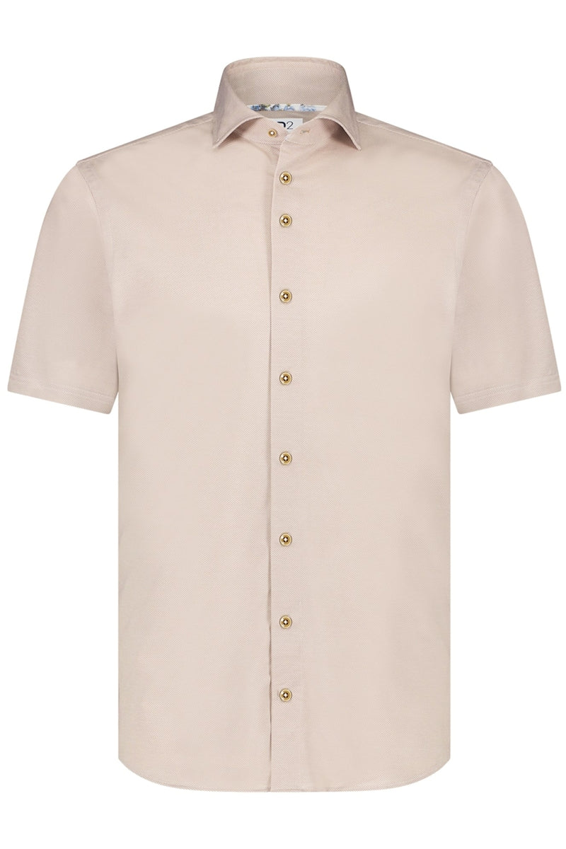 Direct From Brand,R2 Amsterdam, R2 Amsterdam Beige Geo Knitted Short Sleeve Button Up Shirt, Tan, Extra Extra Large-52-Tag45