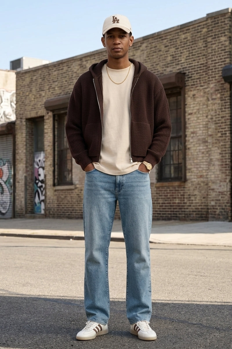 Wholesale,Kuwalla, Kuwalla Coffee Knitted Zip Hoodie, Brown, Medium-50-TagMLarge-52-TagLExtra Large-54-TagXLSmall-48-TagS