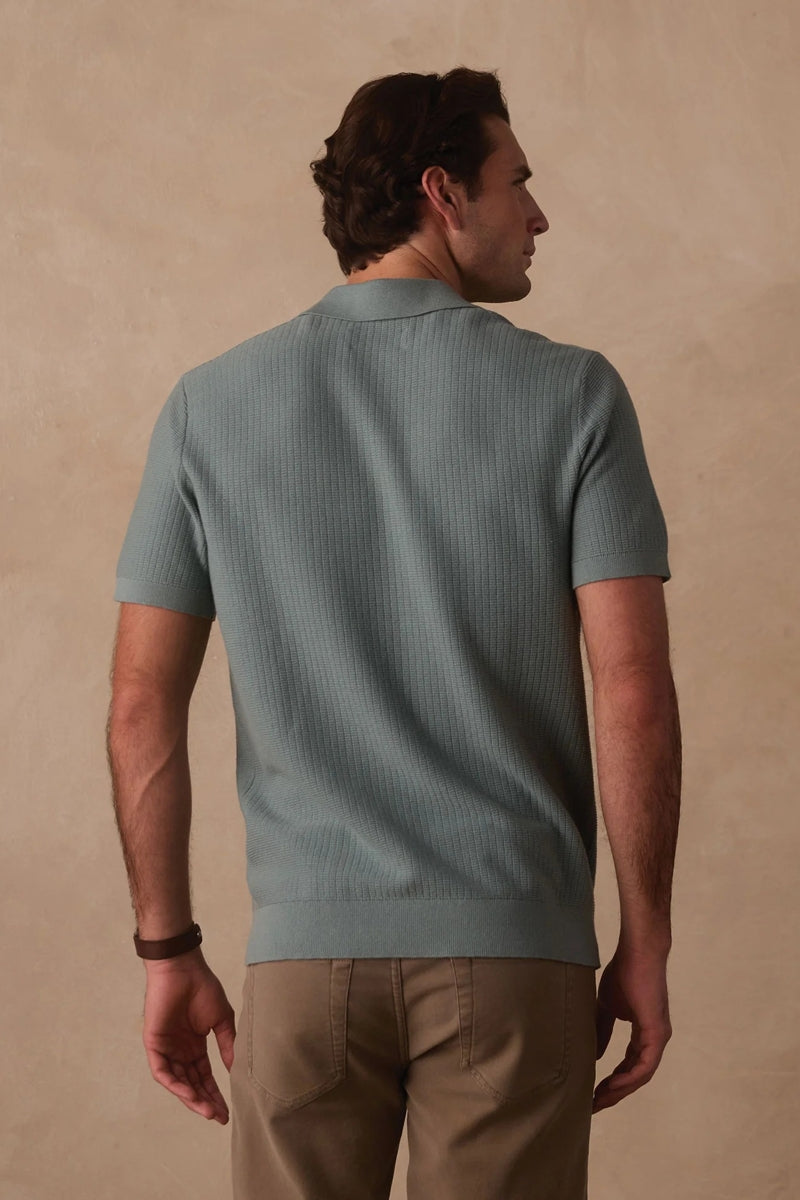 Wholesale,The Normal Brand, The Normal Brand Juniper Waffle Knit Polo, Green, Large-45-TagL