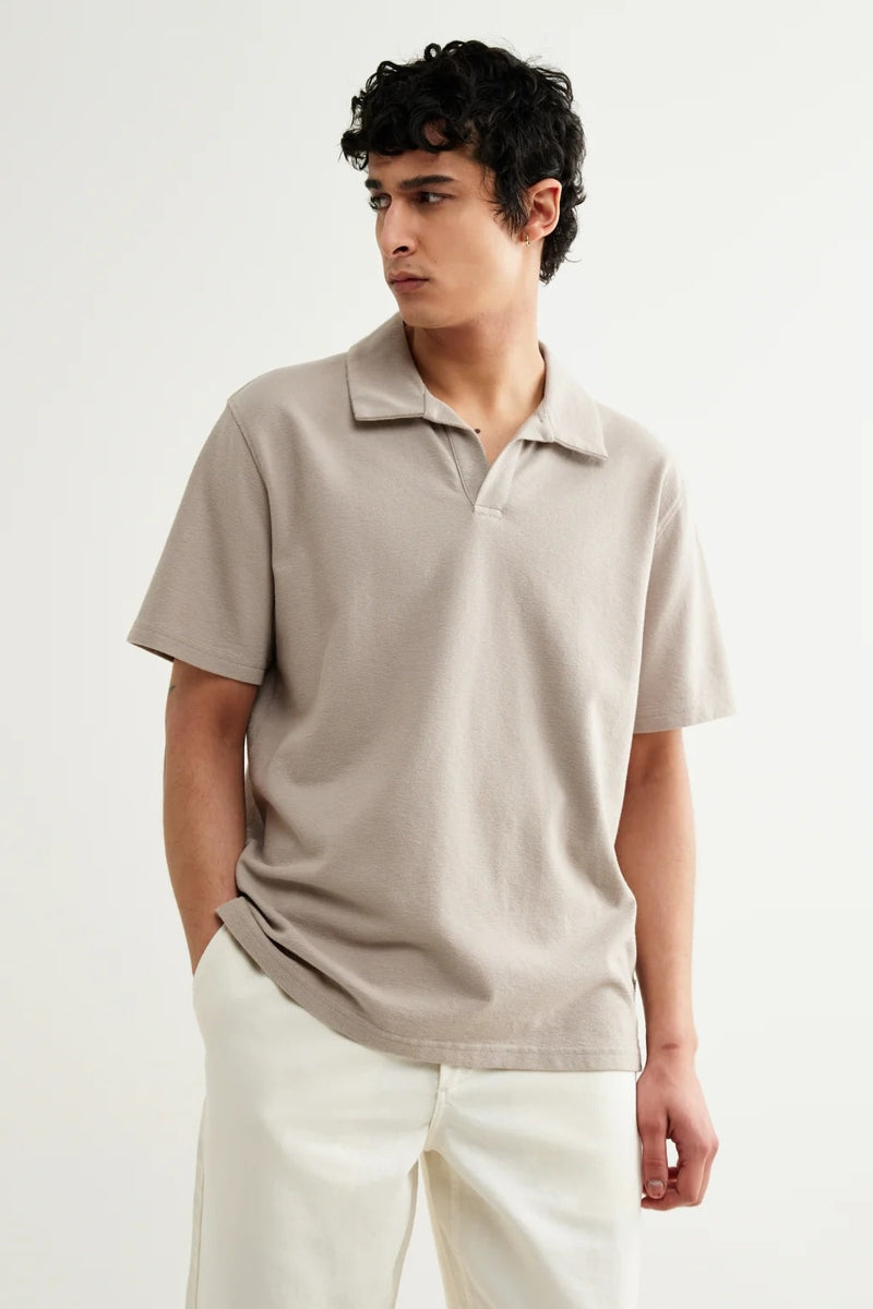 Wholesale,Wax London, Wax London Clay Textured Organic Cotton Polo, Tan, Medium-43-TagMLarge-45-TagLExtra Large-47-TagXL