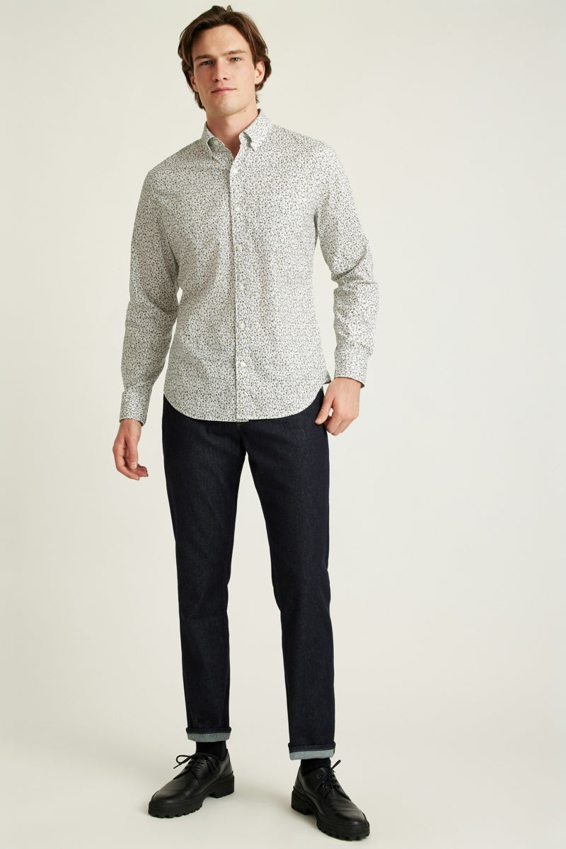 Wholesale,Bonobos, Bonobos Olive Floral Scatter Print Stretch Shirt, Green, Small-40-TagSMedium-43-TagMExtra Large-49-TagXLExtra Extra Large-52-TagXXL