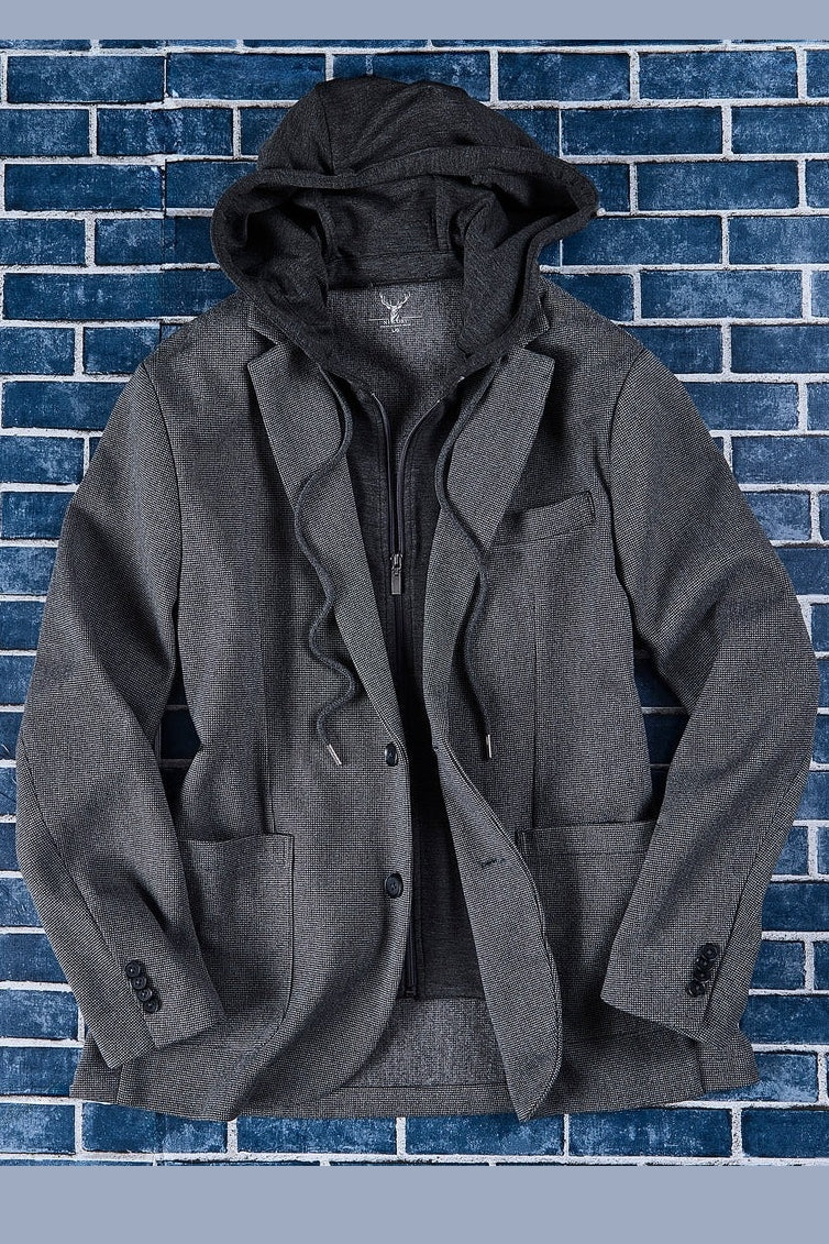 Wholesale,Nicoby Age of Wisdom, Nicoby Age of Wisdom Grey Removable Hoodie Knit Blazer, Grey, Large-46-TagL