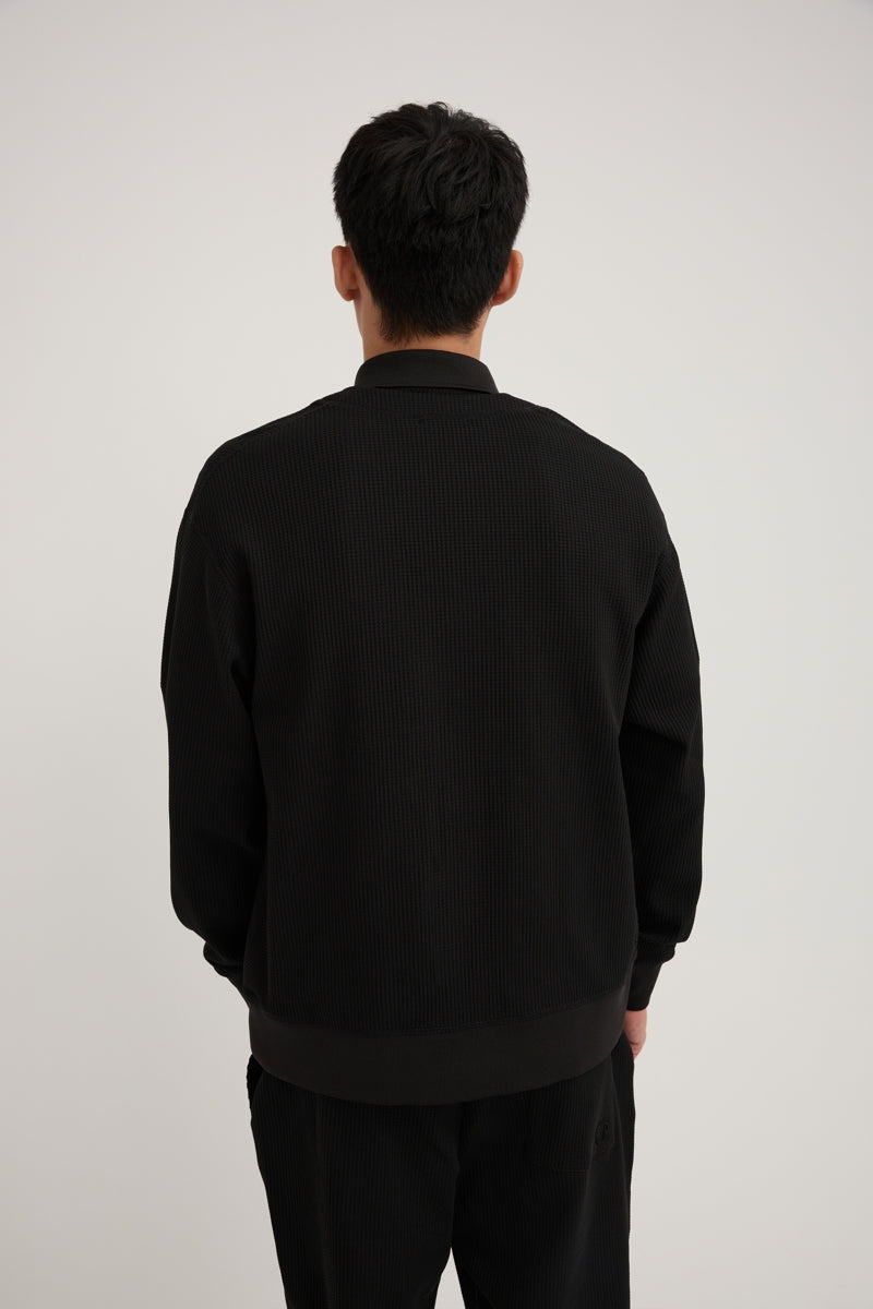 Direct From Brand,FYNE, FYNE Black Knit Waffle Weave Cardigan, Black, Extra Large-48-TagXL