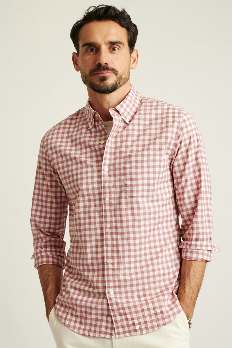Wholesale,Bonobos, Bonobos Rose Pink Gingham Print Stretch Shirt, Pink, Extra Large-49-TagXL