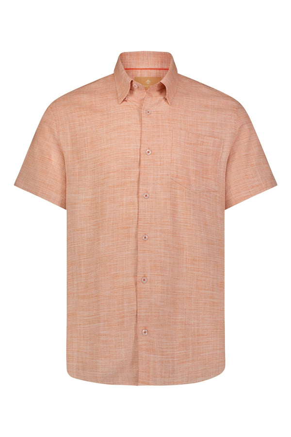 American Heritage Coral Heather Waffle Weave Short Sleeve Shirt