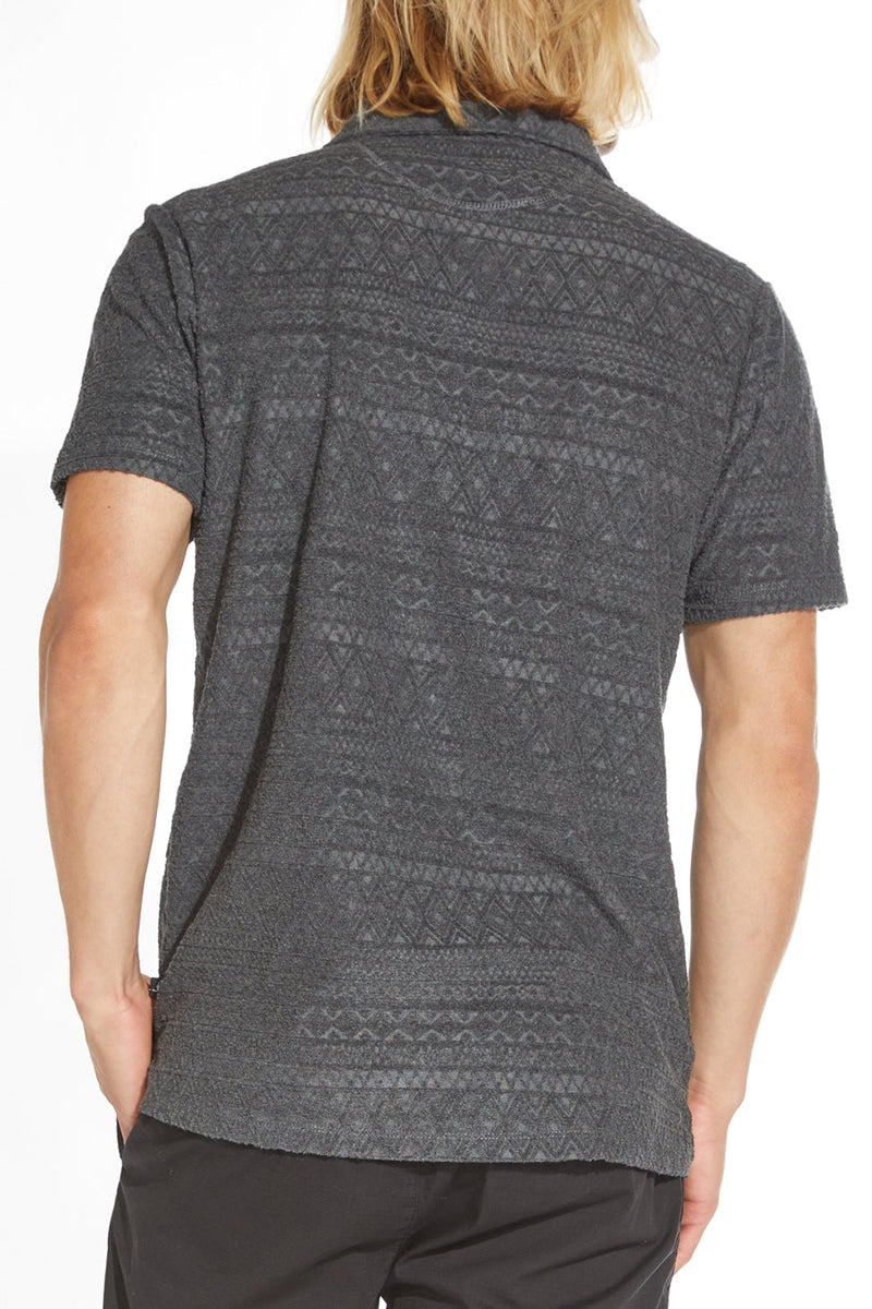 Wholesale,Civil Society, Civil Society Heather Dark Charcoal Jacquard Short Sleeve Resort Polo, Grey, Medium-41-TagM