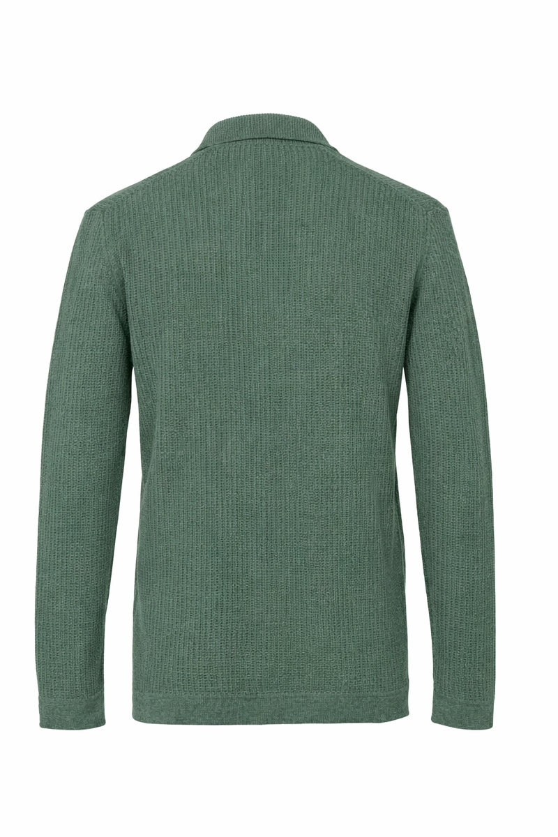 Wholesale,Luchiano Visconti, Luchiano Visconti Green Textured Dobby Stripe Polo, Green, Extra Large-46-TagXL