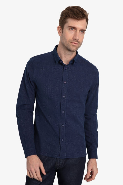 Vustra Storm Blue Organic Cotton Textured Shirt