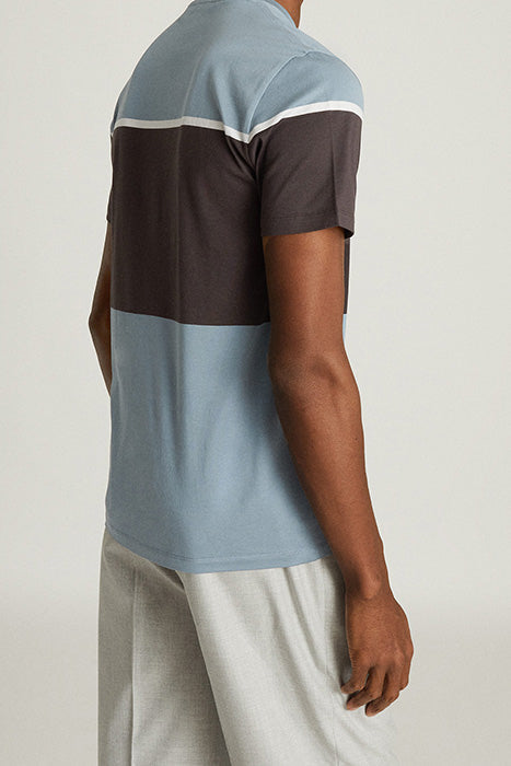 Otrium,Reiss, Reiss Blue/ Black Stripe Crewneck Short Sleeve Tee, Blue, Medium-42-TagM