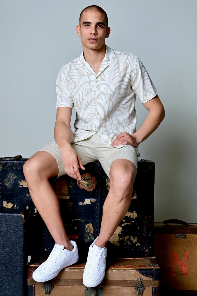 Wholesale,Paisley & Gray, Paisley & Gray Tan & Cream Abstract Print Shirt, Tan, Small-42-TagSMedium-44-TagMLarge-46-TagLExtra Large-48-TagXLExtra Extra Large-50-TagXXL