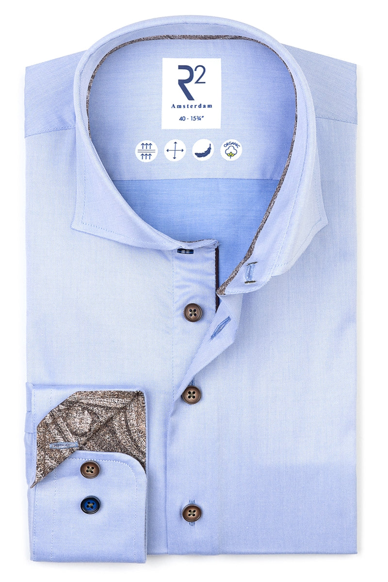 Direct From Brand,R2 Amsterdam, R2 Amsterdam Light Blue Dress Shirt, Blue, Medium-42-Tag39Small-41-Tag38