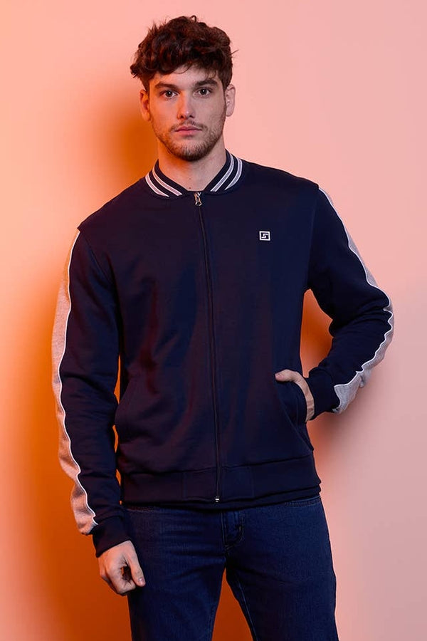 SMF Navy with Grey Contrast Varsity Jacket