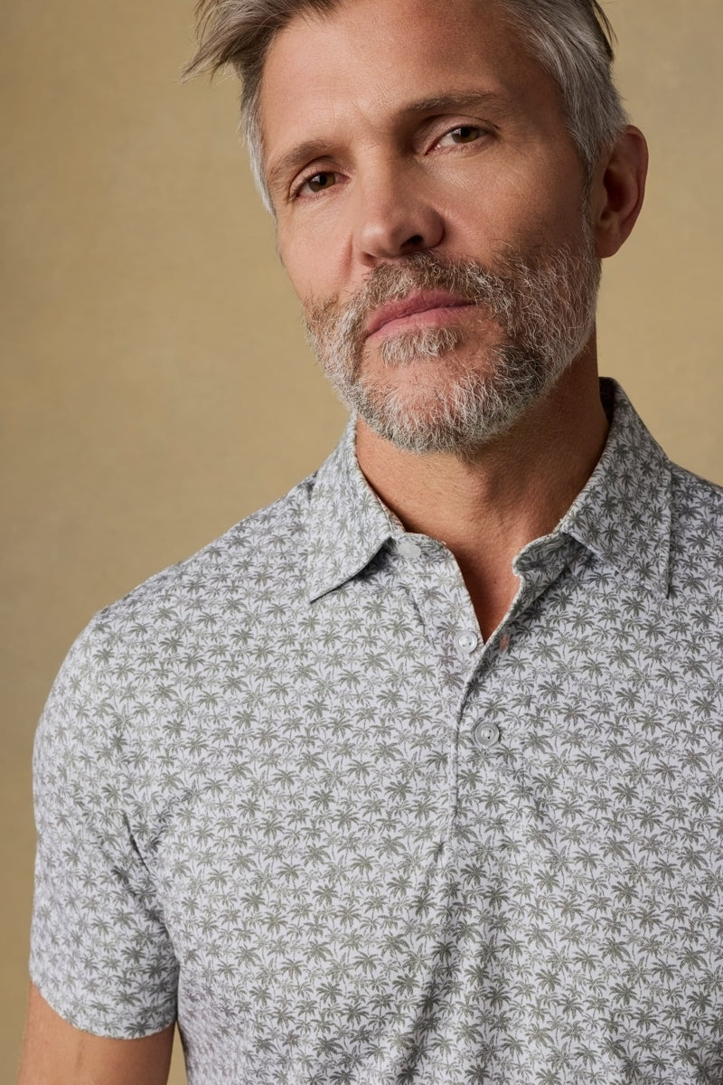 Wholesale,Faherty, Faherty Olive Palm Print Pique Polo, Green, Extra Extra Large-50-TagXXL
