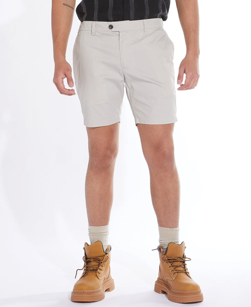 Civil Society Stone Stretch Jacquard Microstripe Tailored 7" Shorts With Half Elastic Waistband