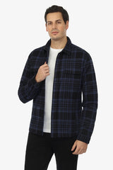 Vustra Navy/Black Plaid Organic Cotton Textured Overshirt