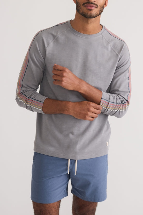 Wholesale,Marine Layer, Marine Layer Grey Stripped Sleeve Air Crew Tee, Grey, Extra Large-48-TagXL