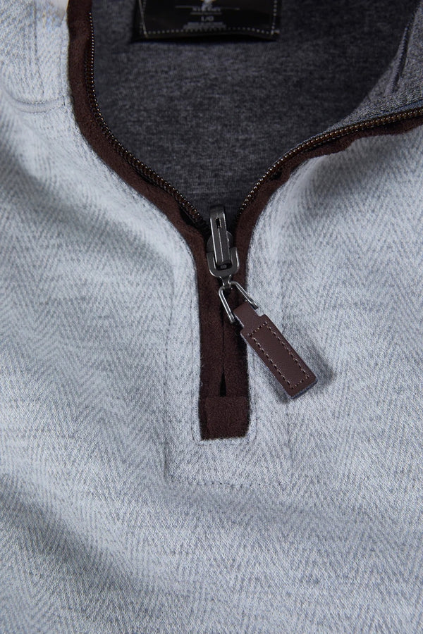 Nicoby Age of Wisdom Light Grey Herringbone Qtr Zip Pullover