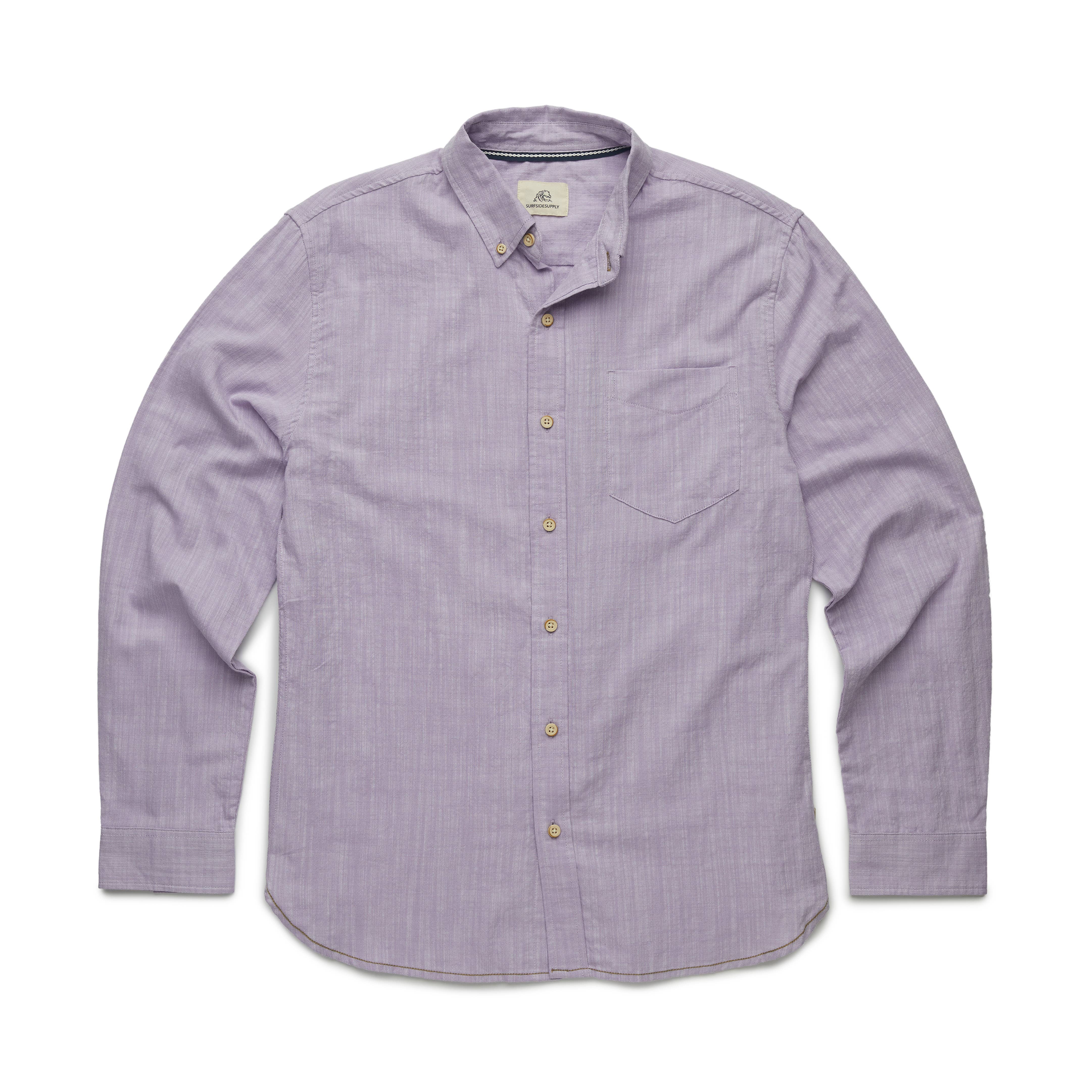 Faire,Surfside Supply, Surfside Supply Lilac Airy Cotton Button Up Shirt With Front Chest Pocket, Purple, Large-46-TagL