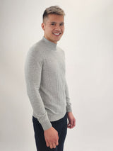 Jakamen Light Grey Mockneck Textured Sweater