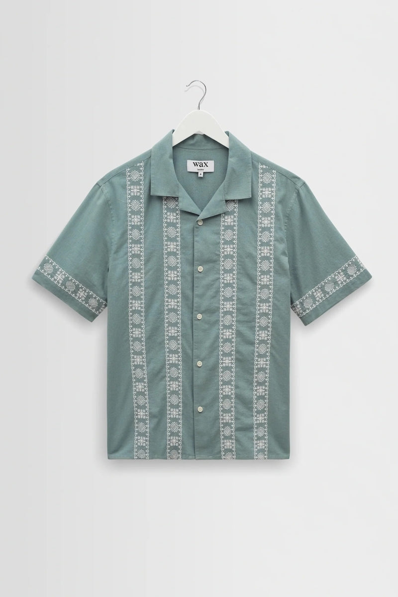 Wholesale,Wax London, Wax London Sea Green/Ecru Embroidered Shirt, Green, Extra Extra Large-51-TagXXL