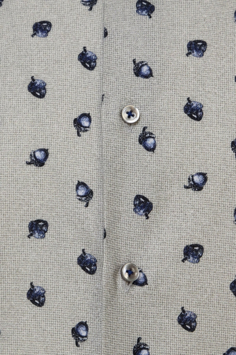 Wholesale,Luchiano Visconti, Luchiano Visconti Grey with Navy Acorn Print Gingham Shirt, Grey, Extra Extra Large-54-TagXXL