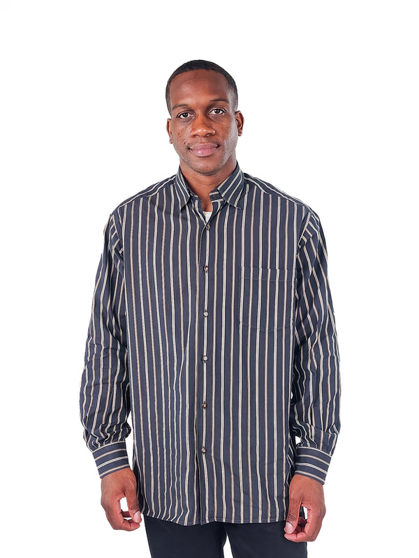 Ermenegildo Zegna Black Stripe Button Up Shirt