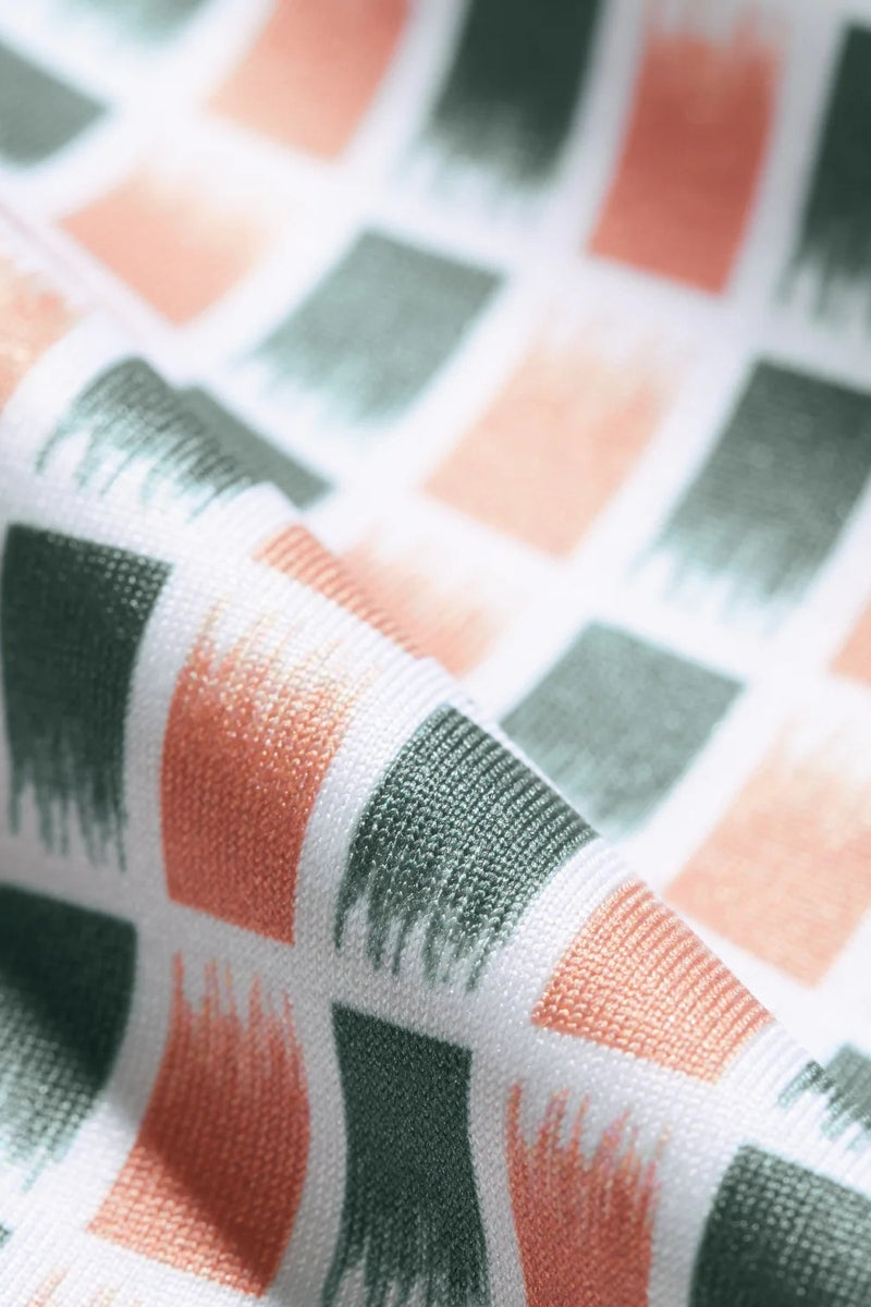 Wholesale,Rhone, Rhone White/Clay/Tidal Green Brushstroke Pattern UPF 50+ Polo, White, Medium-43-TagMLarge-46-TagLExtra Large-49-TagXLSmall-40-TagS