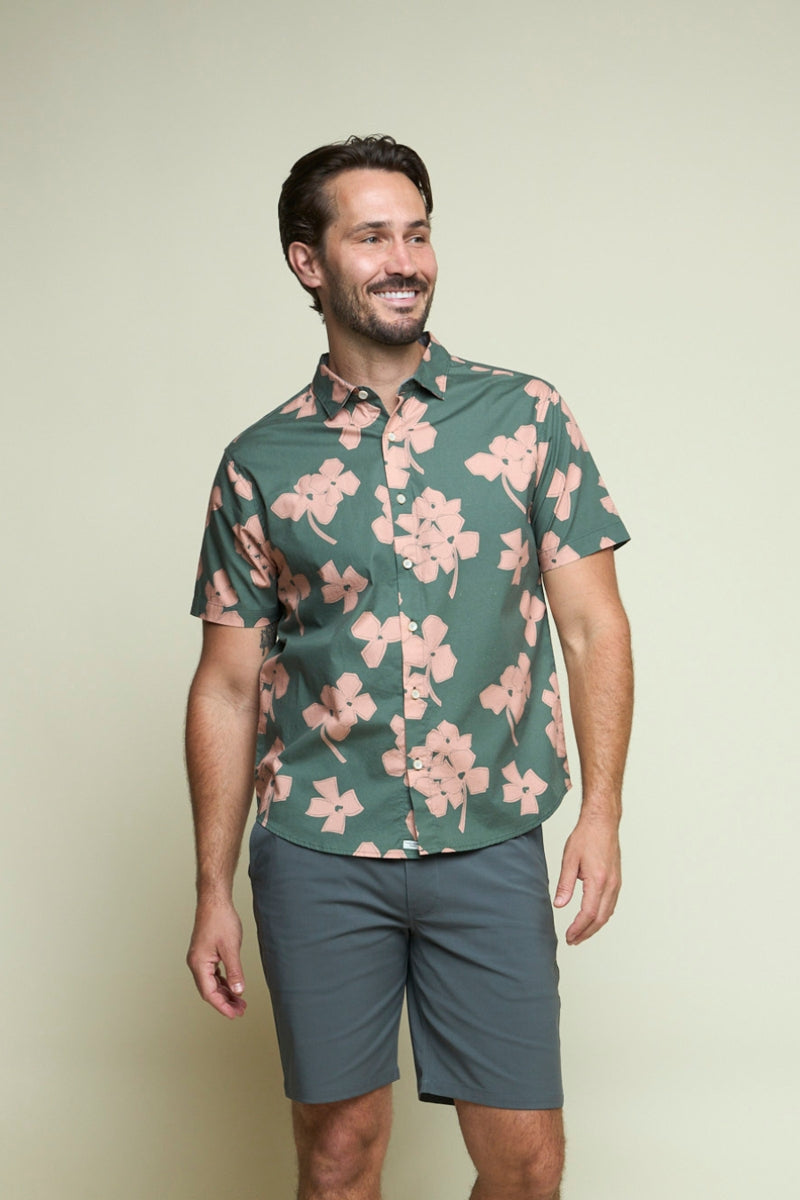Wholesale,Fundamental Coast, Fundamental Coast Green/Rose Geo Floral Print Shirt, Green, Small-41-TagSMedium-44-TagMLarge-47-TagLExtra Large-50-TagXLExtra Extra Large-53-TagXXL